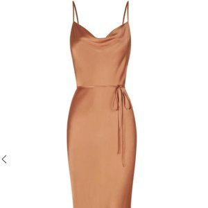 Shona Joy LA LUNE BIAS COWL MIDI DRESS - COPPER